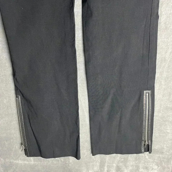 Vtg Y2K Bebe Womens 10 Viscose Nylon Dress Pants Zip Cuff Faux Leather Career - Picture 3 of 8
